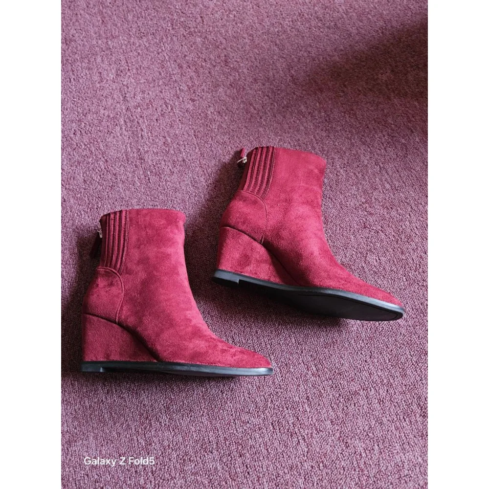 Women's Dolce Vita Burgundy Suede Wedge Ankle Boots
